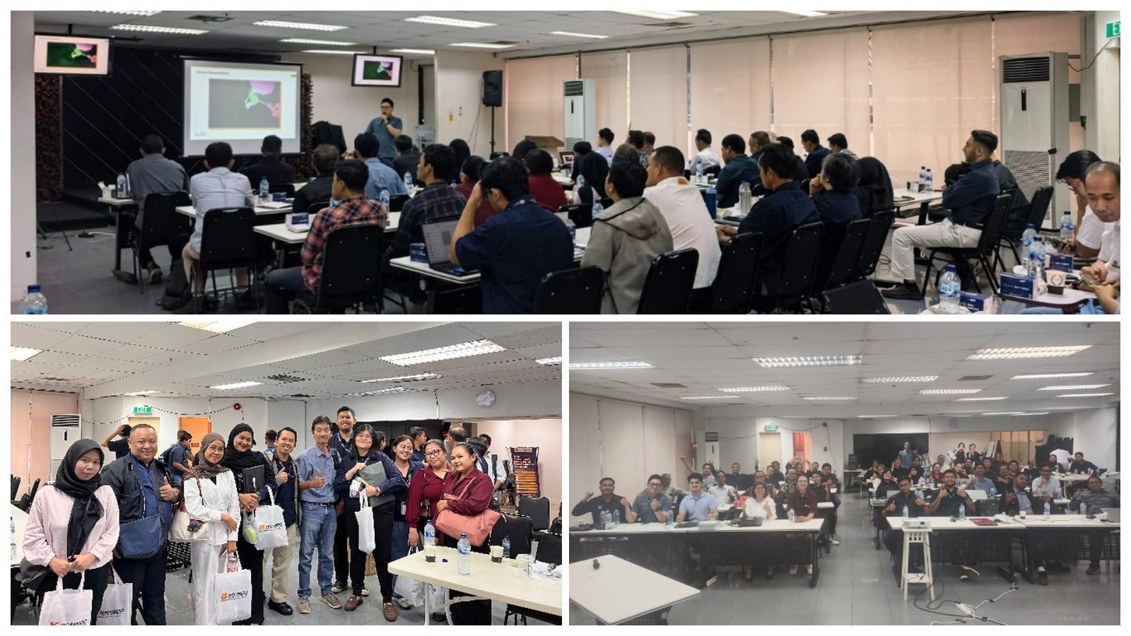 Kolase kegiatan seminar internal tim produksi PT Peternakan Ayam Manggis, PT Hybro, dan PT Peternakan Ayam Gunung Sari Utama bersama Romindo dan Boehringer di Ruang Cendrawasih, PT Argo Manunggal Group, 7 Oktober 2026.